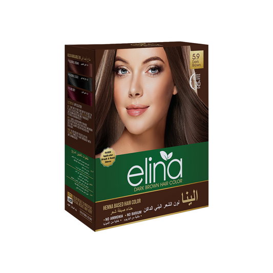 Elina Henna Based Dark Brown Hair Color Powder | Hair Color for Men & Women | Full Coverage of Grey Hair | Long Lasting | No Ammonia & No Barium | Pack of 6 (10g Each)