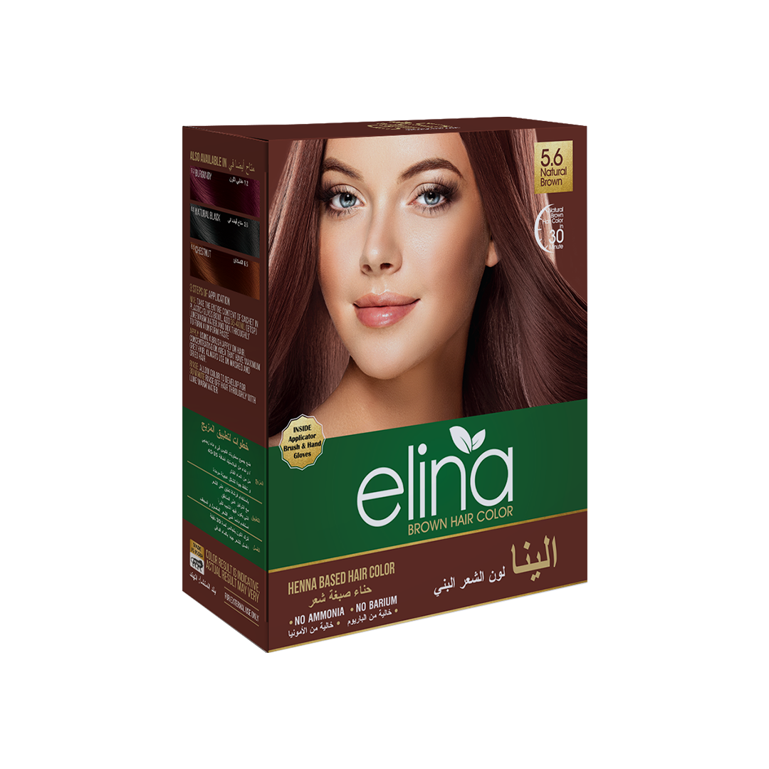 Elina Henna Based Brown Hair Color Powder | Hair Color for Men & Women | Full Coverage of Grey Hair | Long Lasting | No Ammonia & No Barium | Pack of 6 (10g Each)