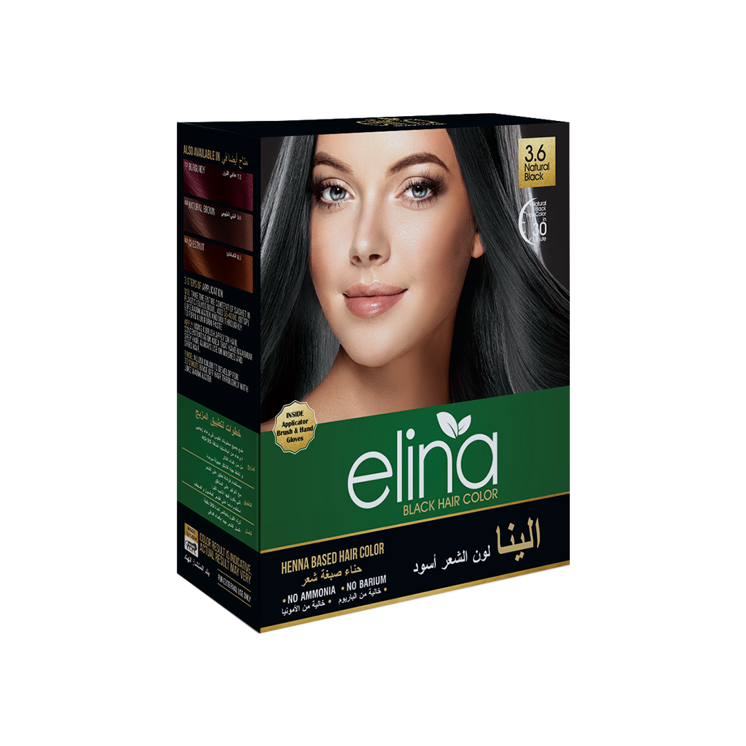 Elina Henna Based Black Hair Color Powder | Hair Color for Men & Women | Full Coverage of Grey Hair | Long Lasting | No Ammonia & No Barium | Pack of 6 (10g Each)