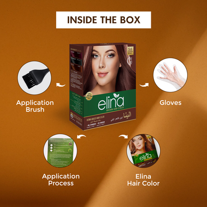 Elina Henna Based Brown Hair Color Powder | Hair Color for Men & Women | Full Coverage of Grey Hair | Long Lasting | No Ammonia & No Barium | Pack of 6 (10g Each)