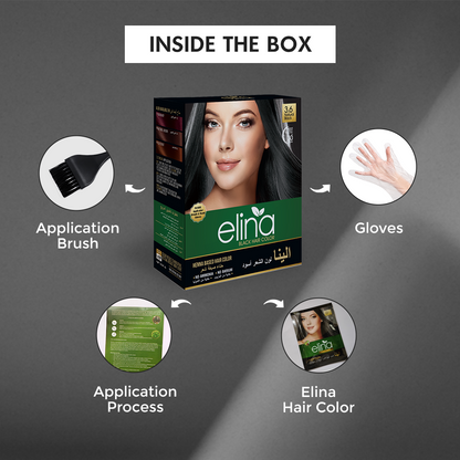 Elina Henna Based Black Hair Color Powder | Hair Color for Men & Women | Full Coverage of Grey Hair | Long Lasting | No Ammonia & No Barium | Pack of 6 (10g Each)