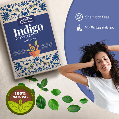 Elina Indigo Powder | 100% Pure and Natural | Indigo Powder for Hair | Indigo Powder from leaves | Indigofera Tinctoria | 100 Grams