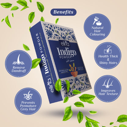 Elina Indigo Powder | 100% Pure and Natural | Indigo Powder for Hair | Indigo Powder from leaves | Indigofera Tinctoria | 100 Grams